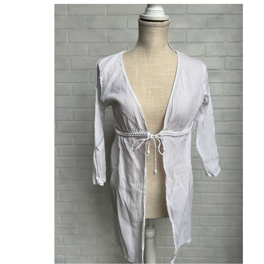 Palisades Beach 100% Club Cotton White Bathing Suit Cover - sz S
